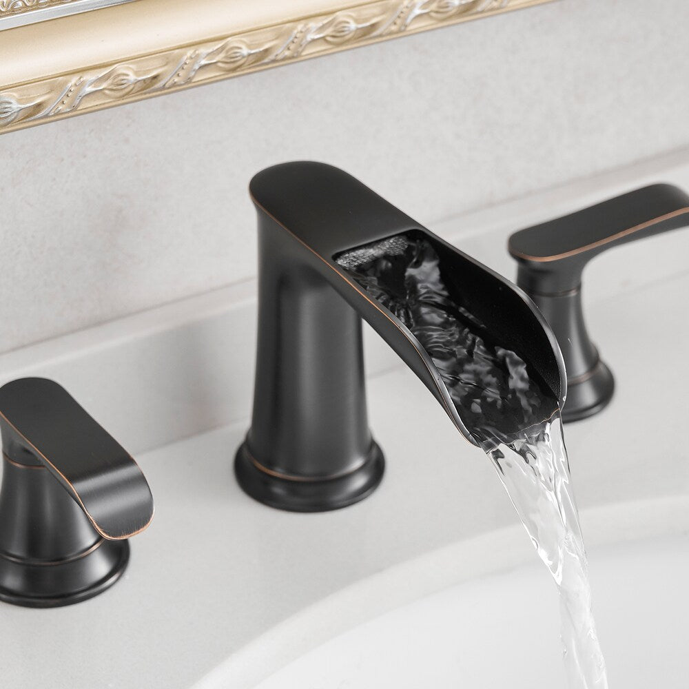 Classic Oil Rubbed Bronze 8 inches Widespread 2-Handle Bathroom Faucet with Pop-Up Drain