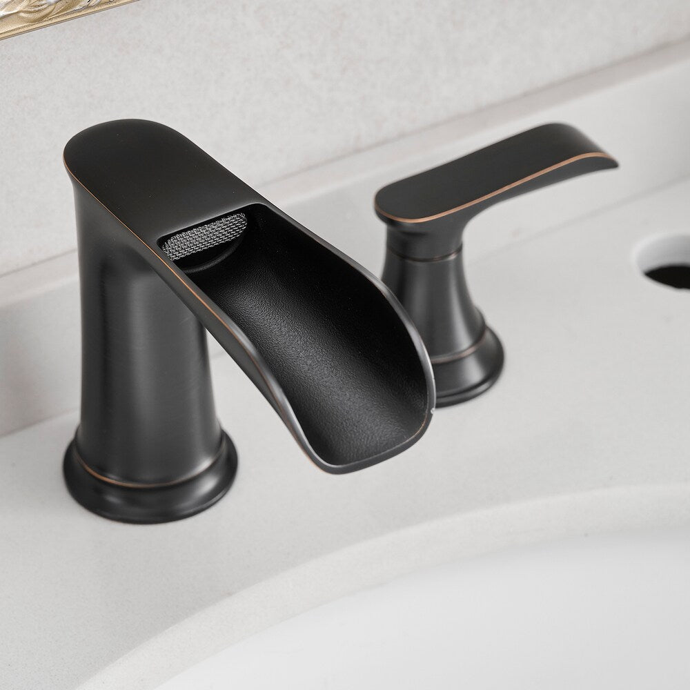 Classic Oil Rubbed Bronze 8 inches Widespread 2-Handle Bathroom Faucet with Pop-Up Drain