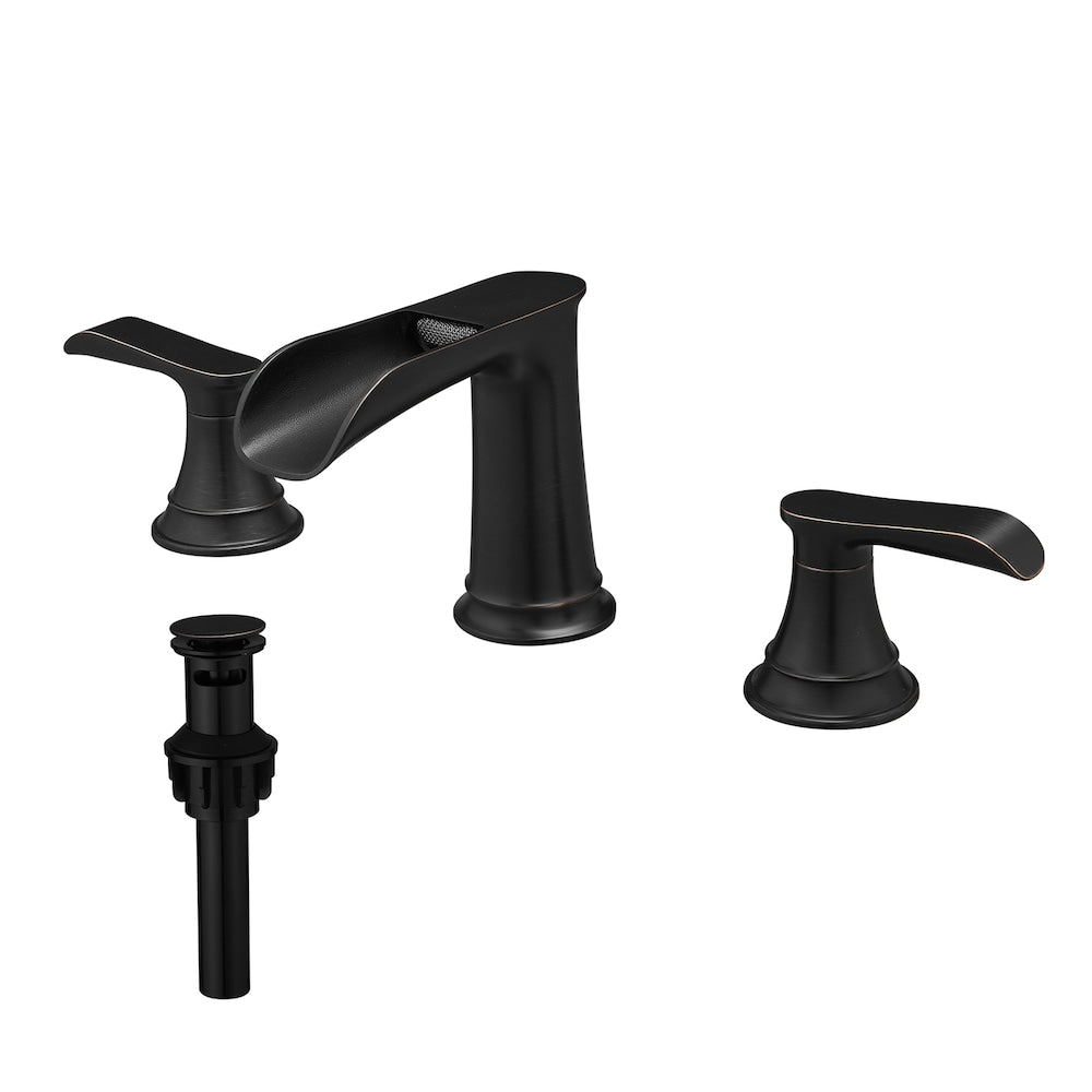 Classic Oil Rubbed Bronze 8 inches Widespread 2-Handle Bathroom Faucet with Pop-Up Drain