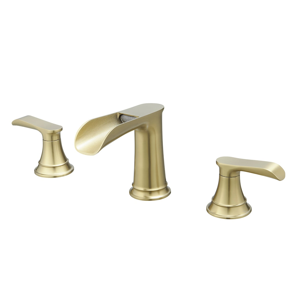 Classic Brushed Gold 8 inches Widespread 2-Handle Bathroom Faucet with Pop-Up Drain