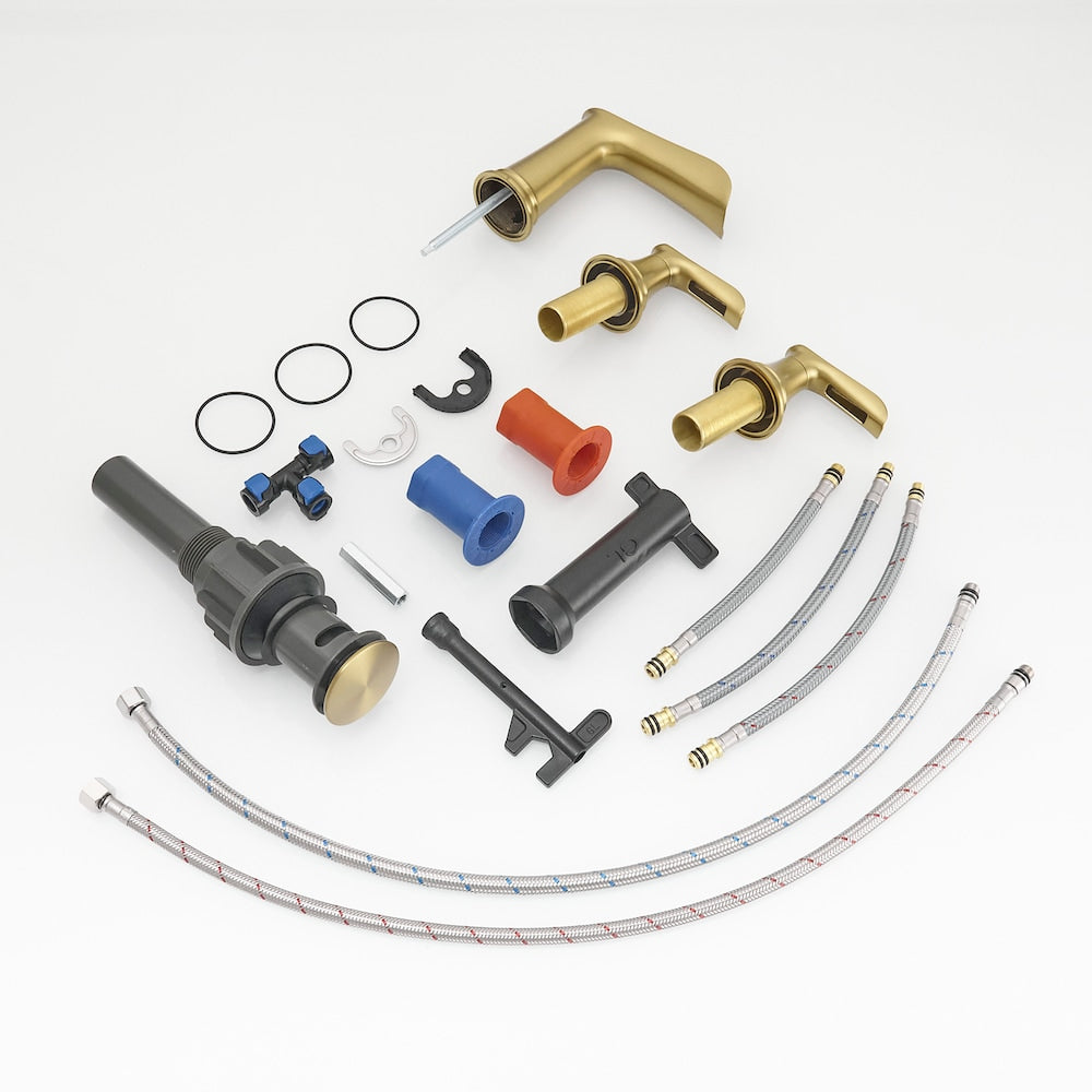 Classic Brushed Gold 8 inches Widespread 2-Handle Bathroom Faucet with Pop-Up Drain