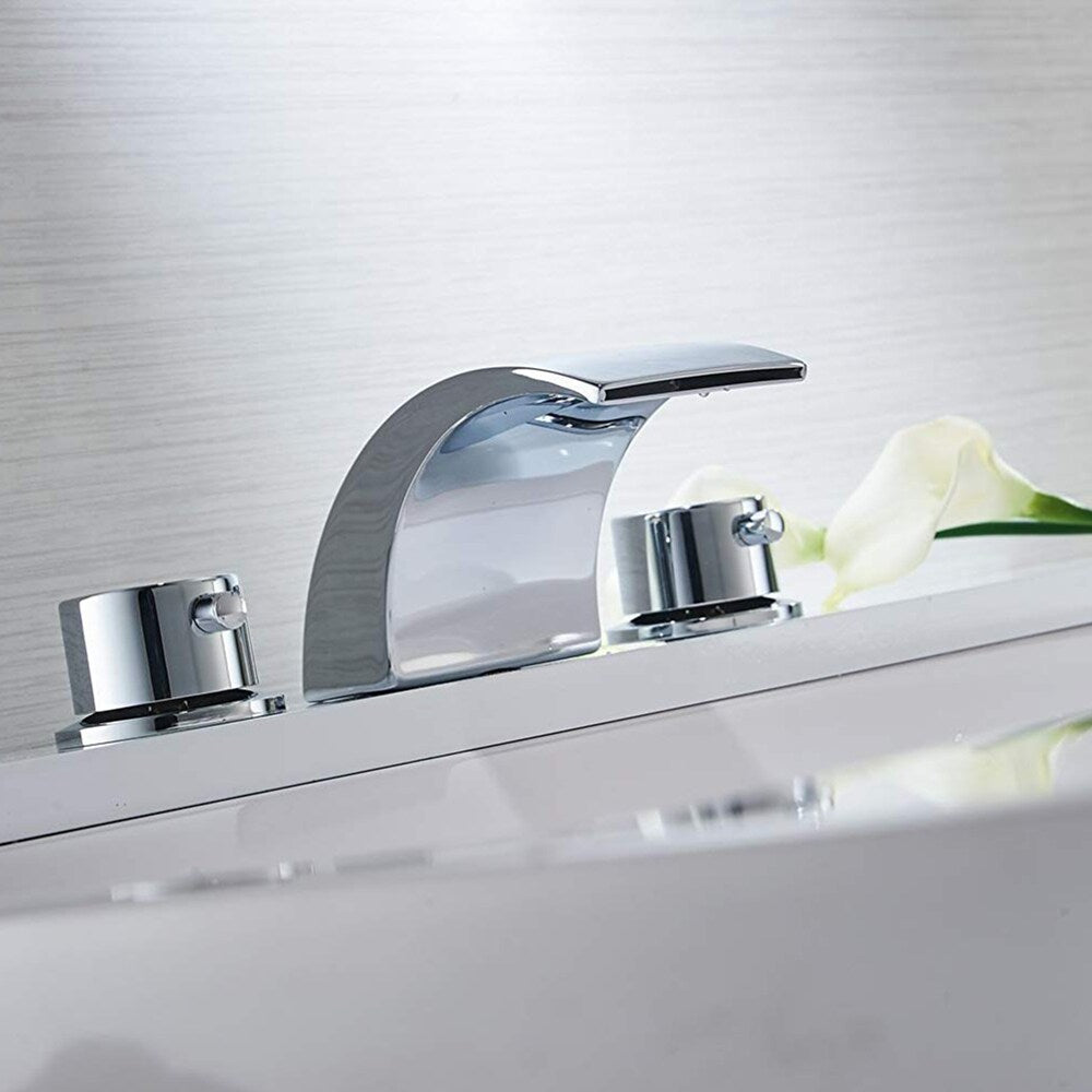 Inspire 8 inch Widespread 2-Handle Widespread Waterfall Bathroom Faucet in Chrome