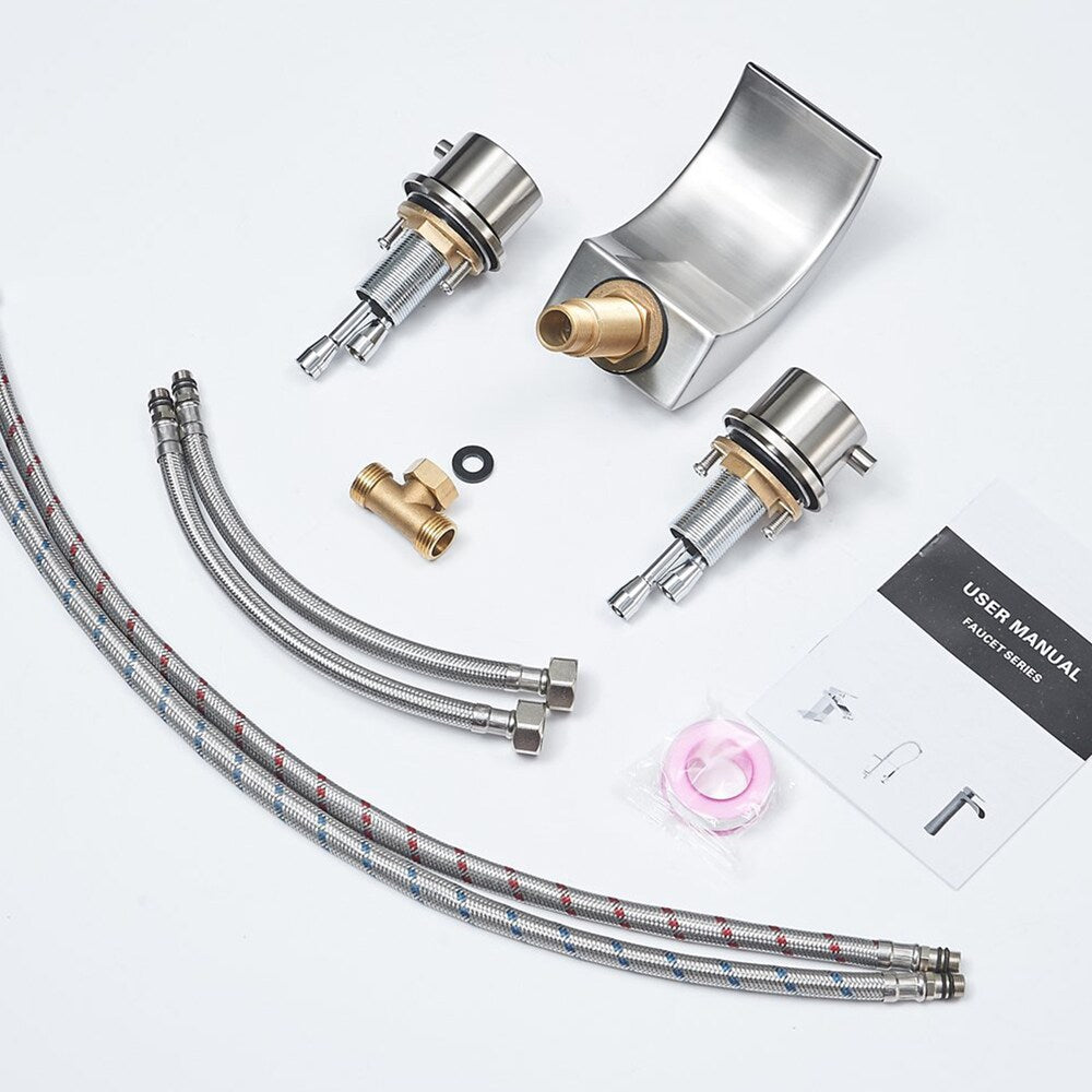 Inspire 8 inch Widespread 2-Handle Widespread Waterfall Bathroom Faucet in Brushed Nickel