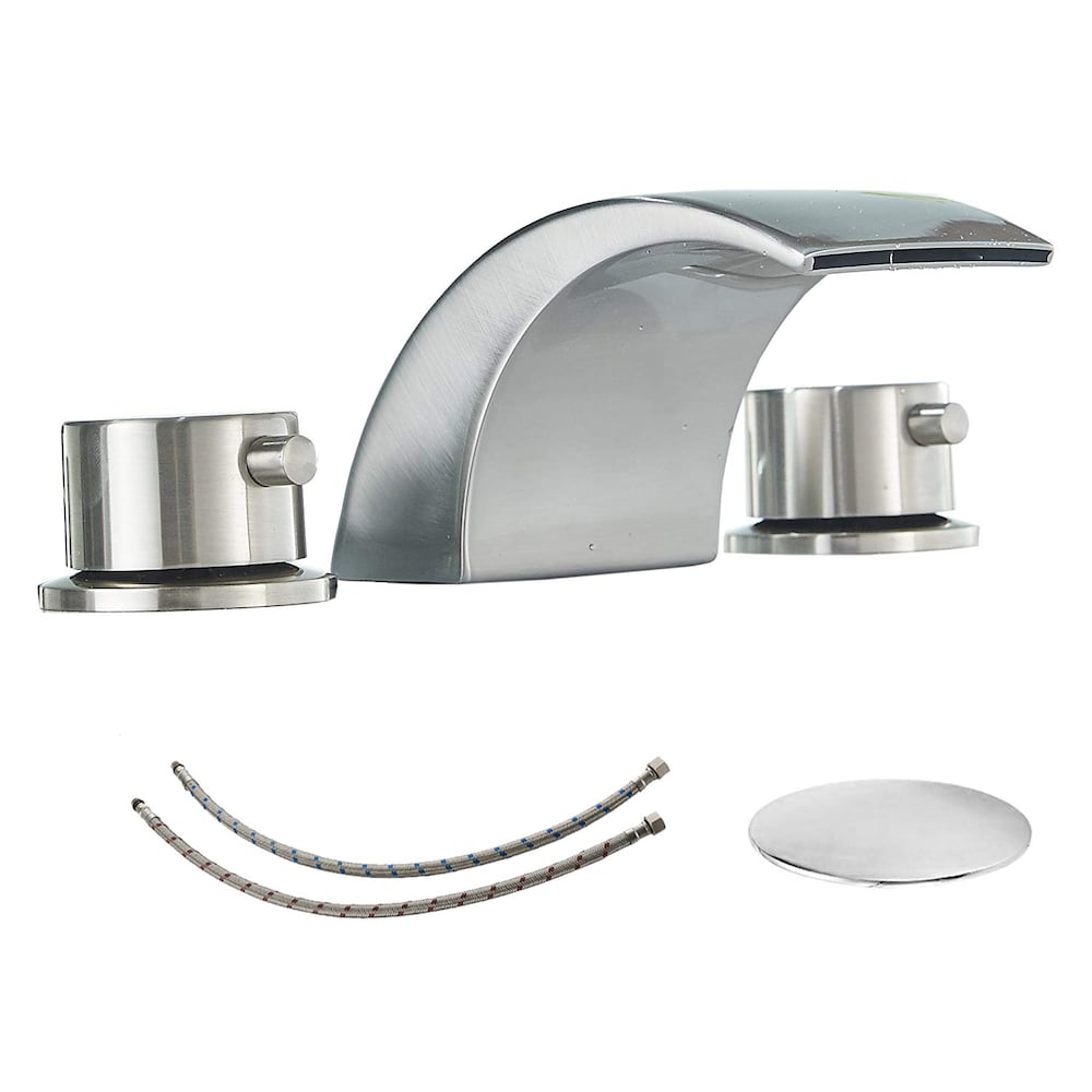 Inspire 8 inch Widespread 2-Handle Widespread Waterfall Bathroom Faucet in Brushed Nickel