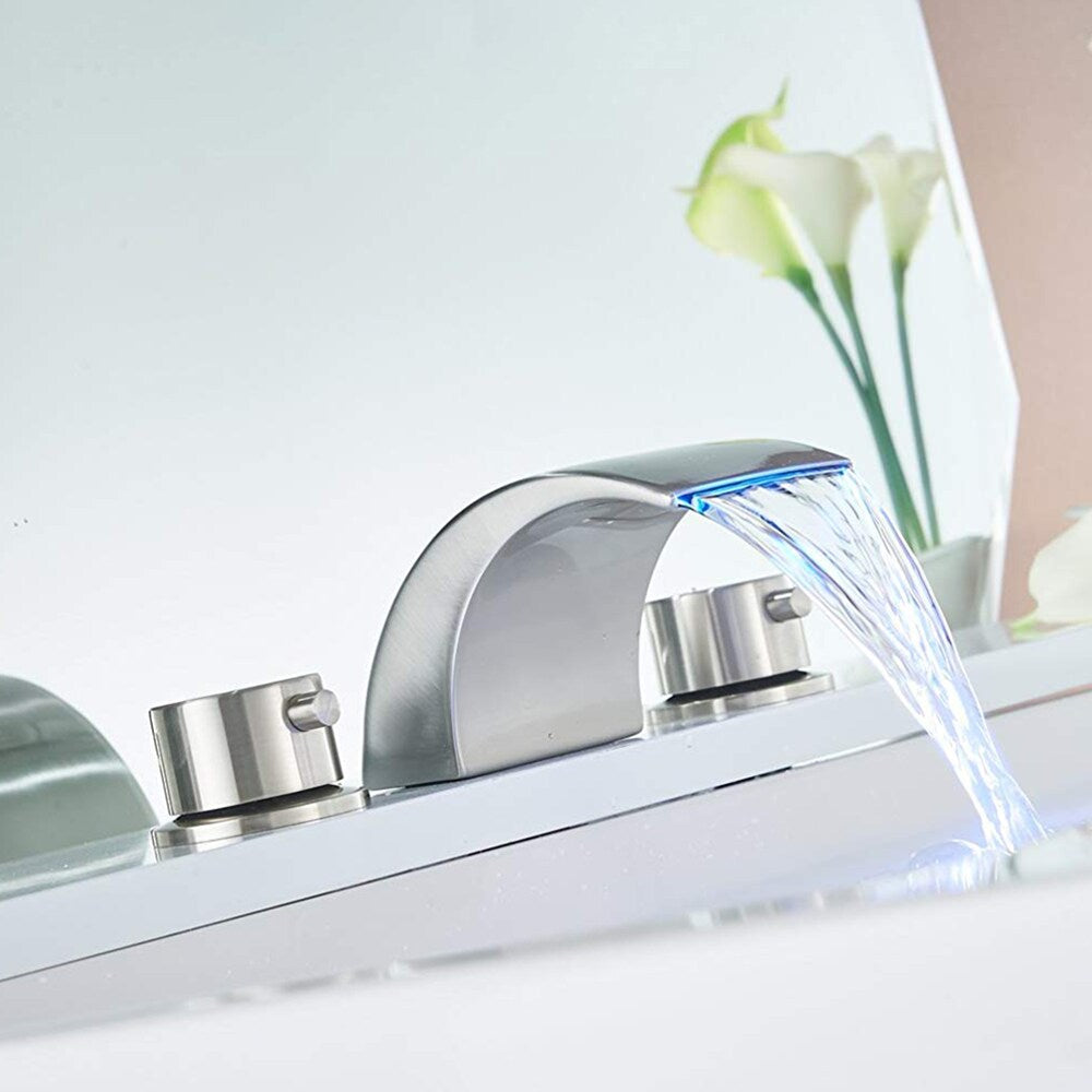 Inspire 8 inch Widespread 2-Handle Widespread Waterfall Bathroom Faucet in Brushed Nickel