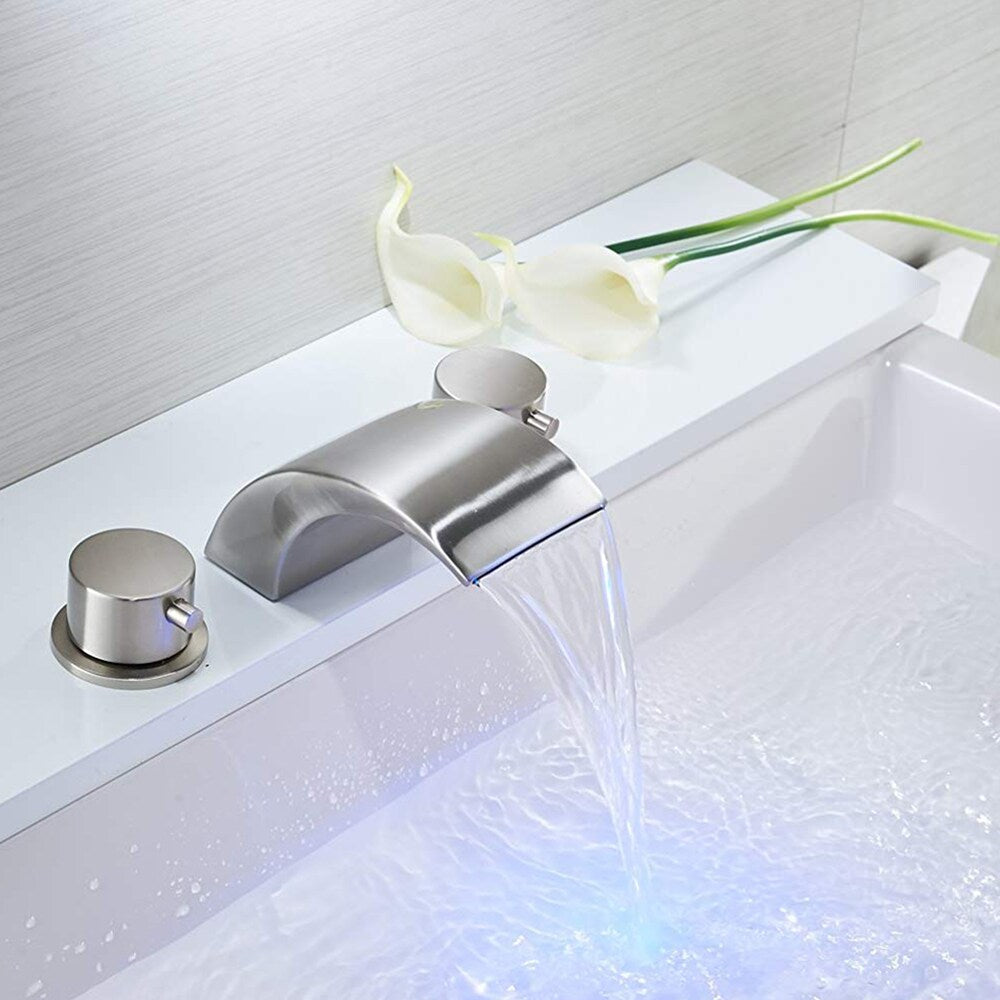 Inspire 8 inch Widespread 2-Handle Widespread Waterfall Bathroom Faucet in Brushed Nickel
