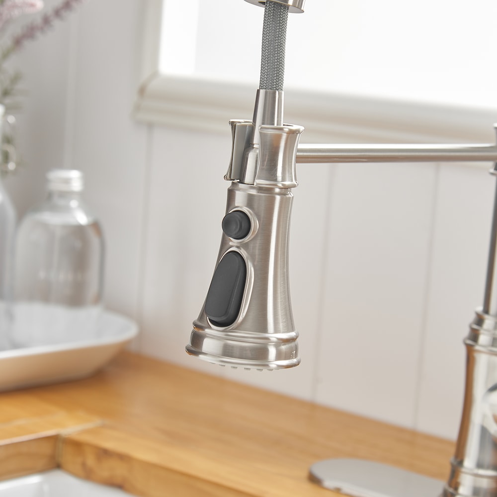 Pioneer Single-Handle Pull-Down Sprayer 3 Spray Kitchen Faucet in Brushed Nickel