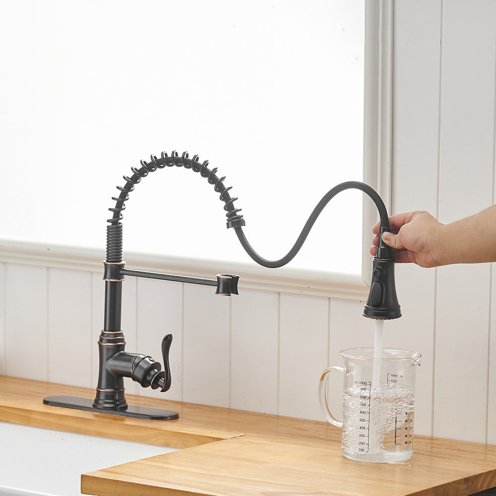 Pioneer Single-Handle Pull-Down Sprayer 3 Spray Kitchen Faucet in Oil Rubbed Bronze