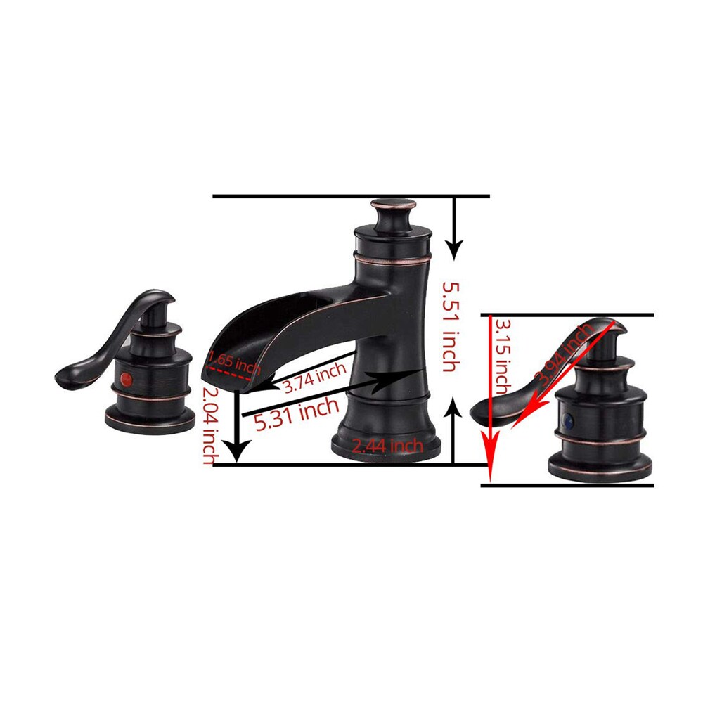 Crystal 8 inch Waterfall Widespread 2-Handle Bathroom Faucet in Oil Rubbed Bronze