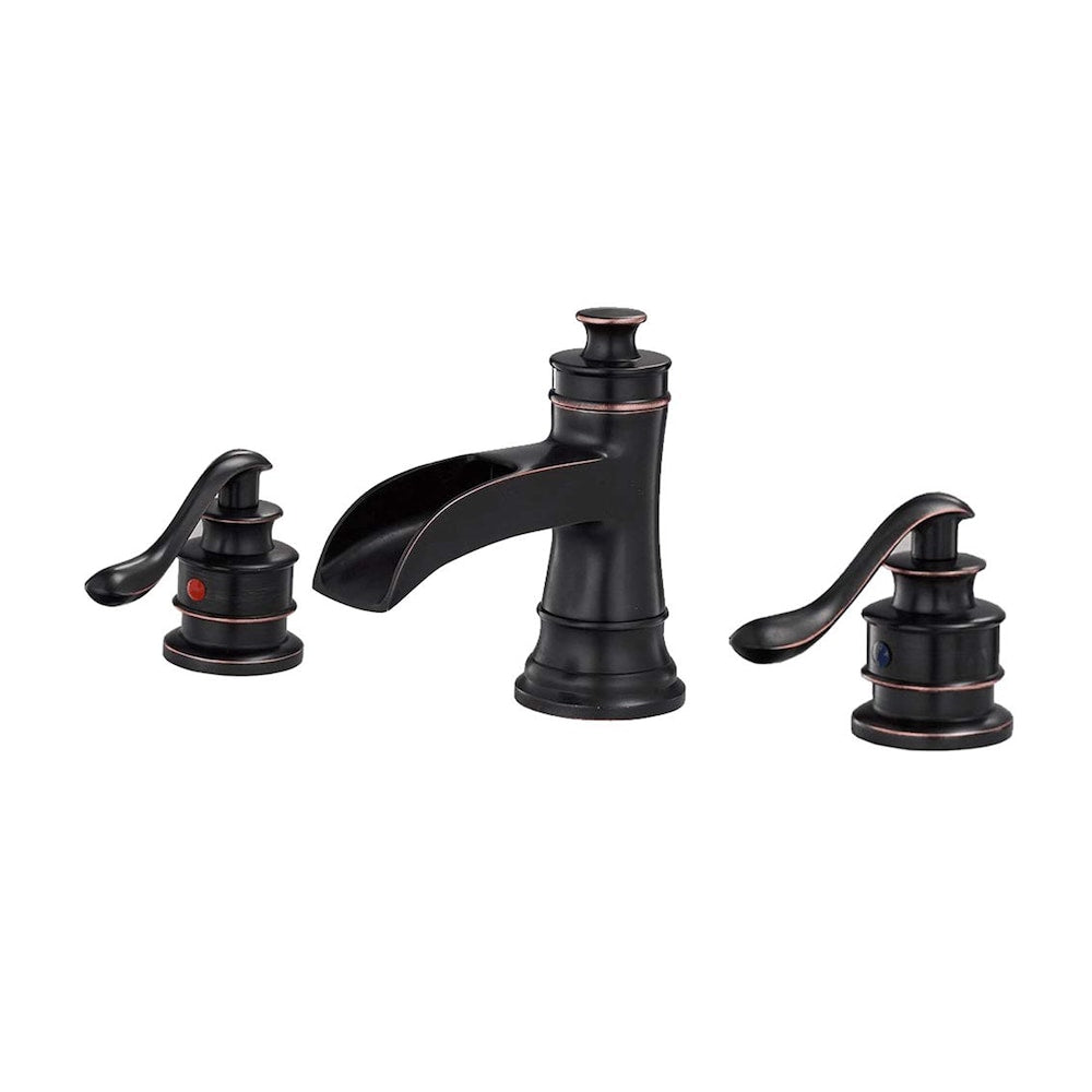 Crystal 8 inch Waterfall Widespread 2-Handle Bathroom Faucet in Oil Rubbed Bronze
