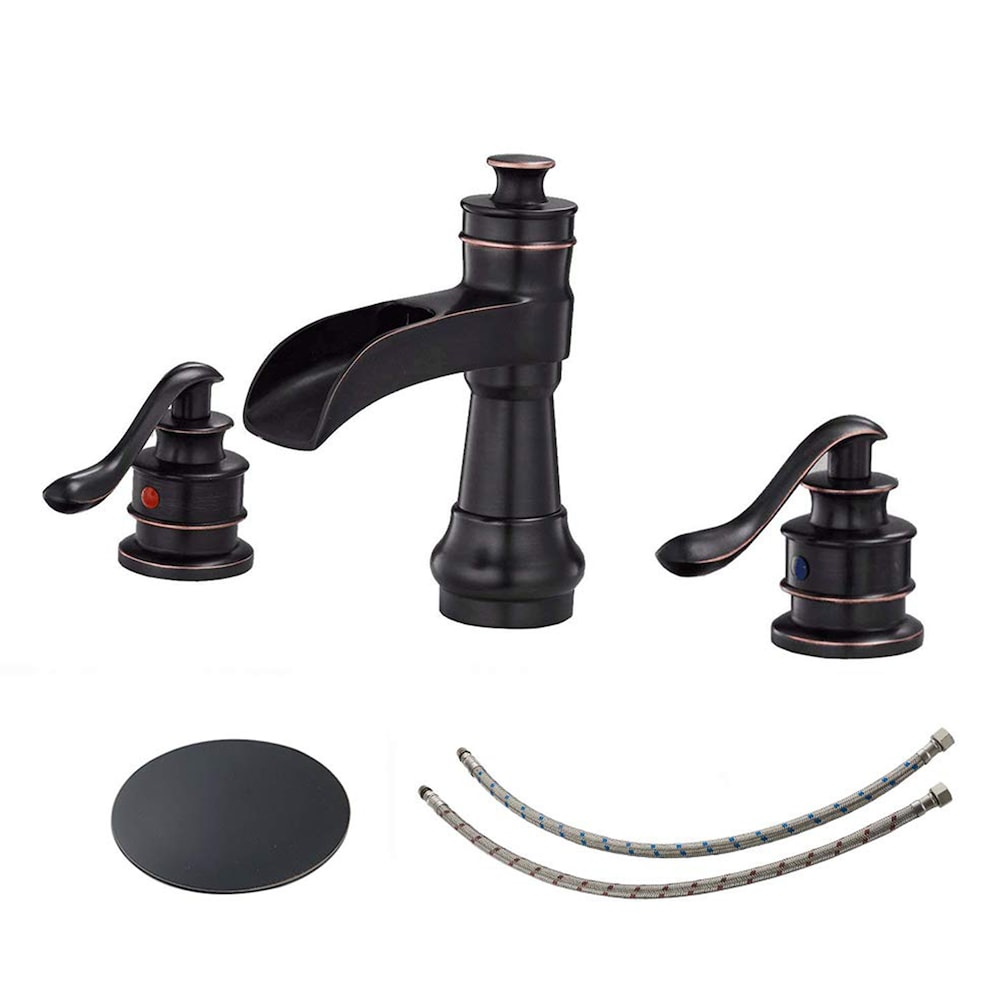 Celestial Oil Rubbed Bronze 8 inch Waterfall 2-Handle Bathroom Faucet With Pop-up Drain