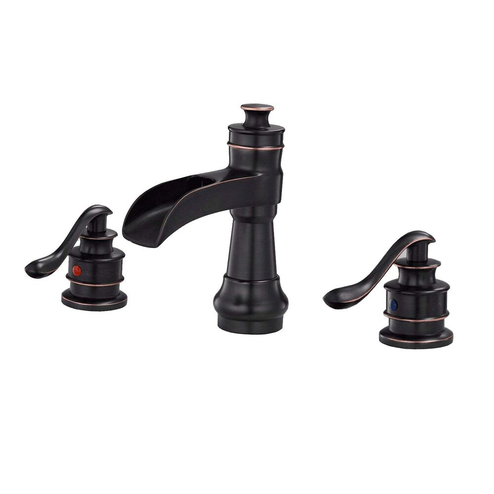 Celestial Oil Rubbed Bronze 8 inch Waterfall 2-Handle Bathroom Faucet With Pop-up Drain