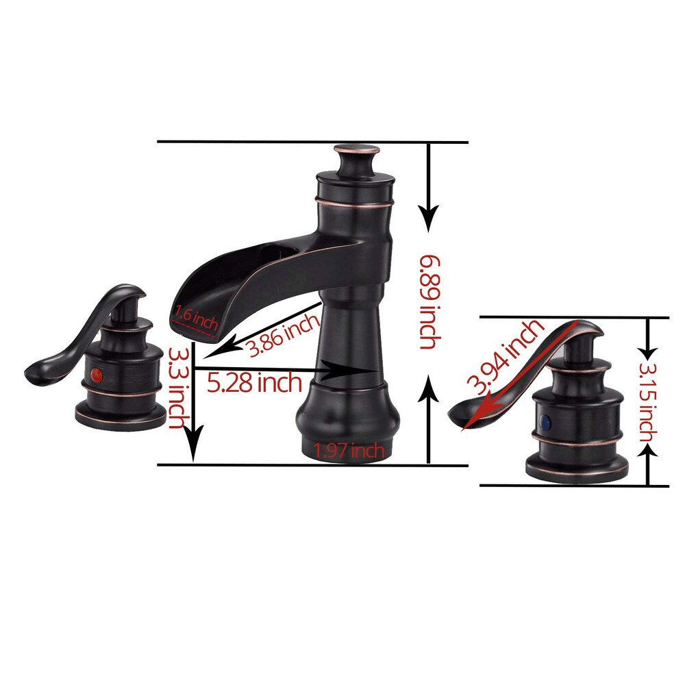Celestial Oil Rubbed Bronze 8 inch Waterfall 2-Handle Bathroom Faucet With Pop-up Drain