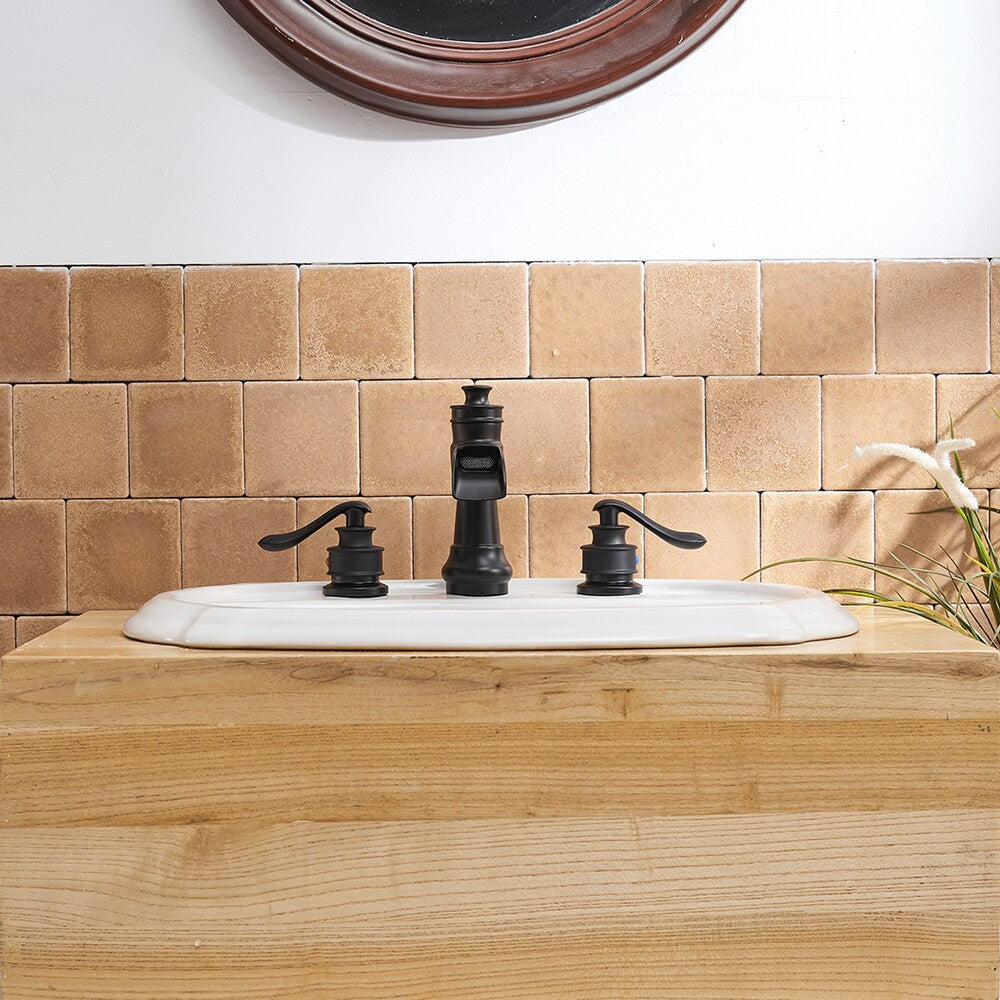 Celestial Matte Black 8 inch Waterfall 2-Handle Bathroom Faucet With Pop-up Drain