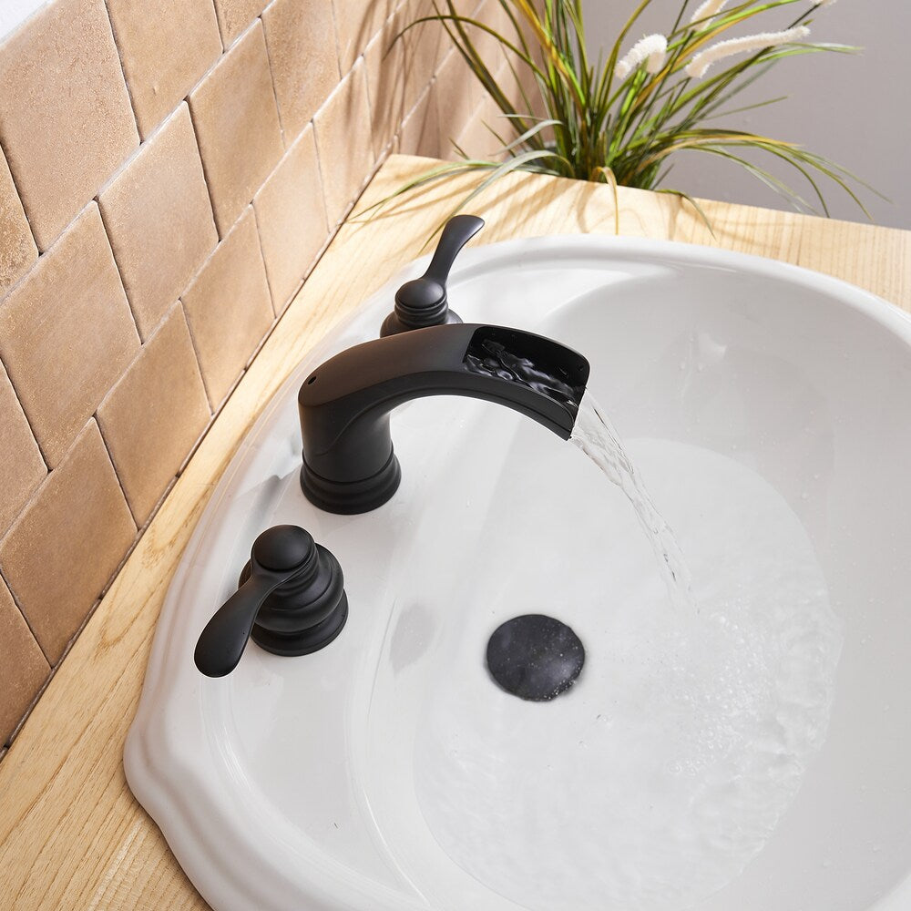 Element 8 inch 2-Handle Bathroom Faucet with Pop-up Drain in Black