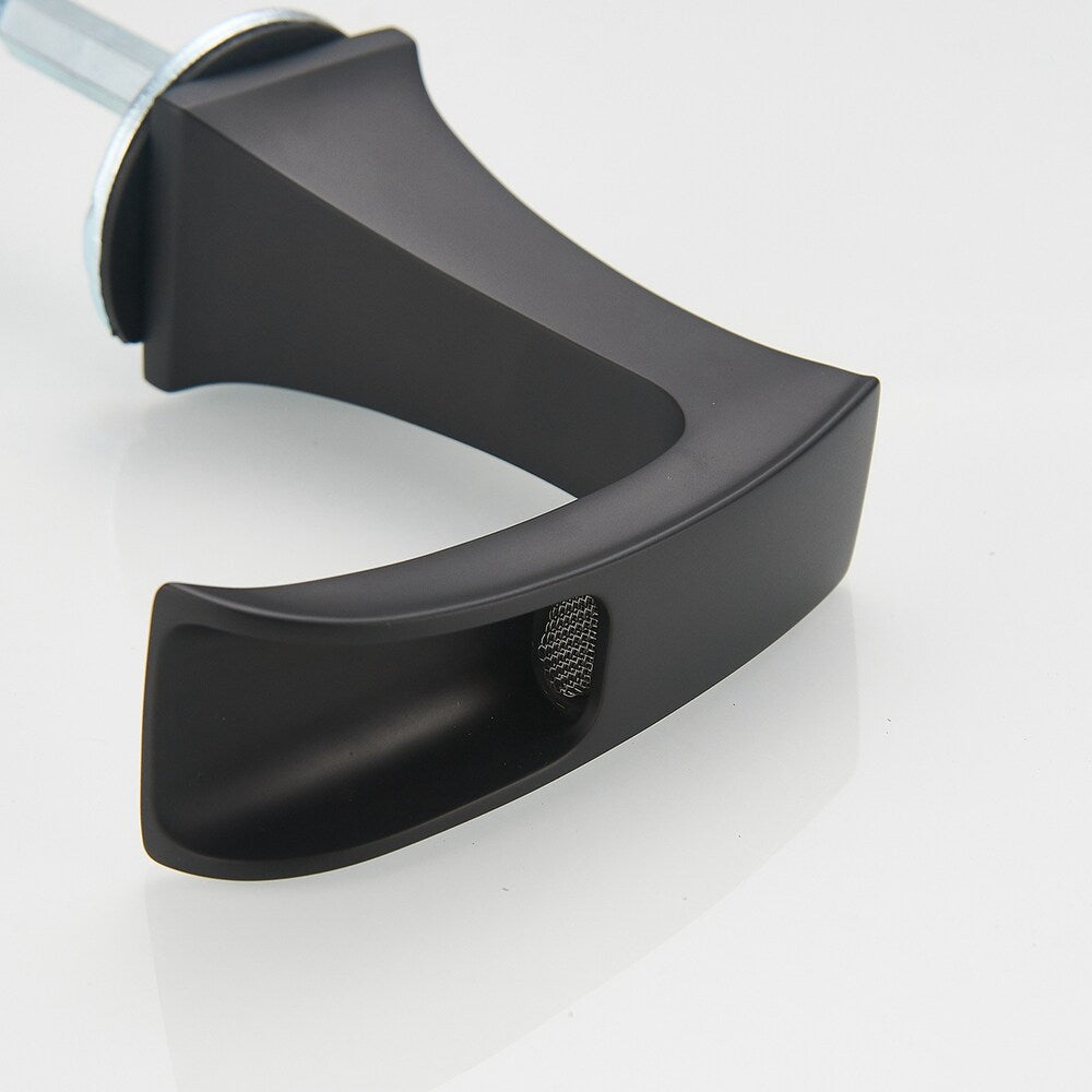 Prism Matte Black 8 inch Widespread 2-Handle Waterfall Bathroom Sink Faucet With Pop-up Drain