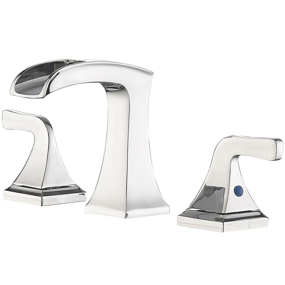 Prism Chrome 8 inch Widespread 2-Handle Waterfall Bathroom Sink Faucet With Pop-up Drain