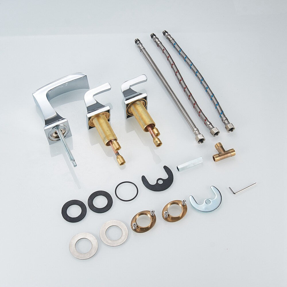 Prism Chrome 8 inch Widespread 2-Handle Waterfall Bathroom Sink Faucet With Pop-up Drain