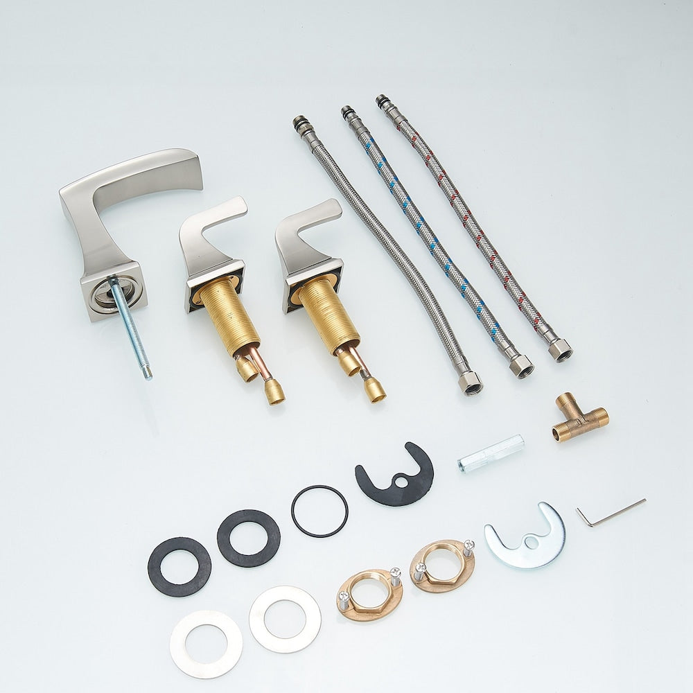 Prism Brushed Nickel 8 inch Widespread 2-Handle Waterfall Bathroom Sink Faucet With Pop-up Drain