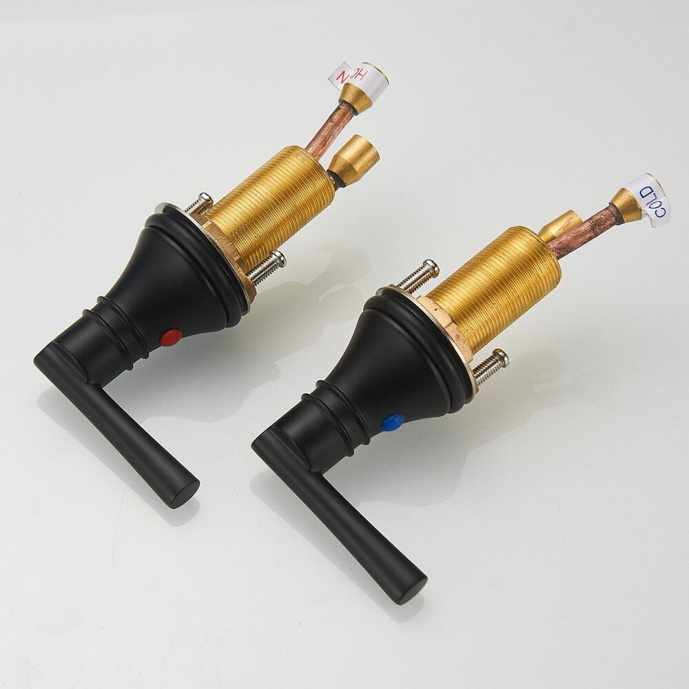 Revelation Matte Black 8 inch 2-Handle Bathroom Sink Faucet With Pop-up Drain