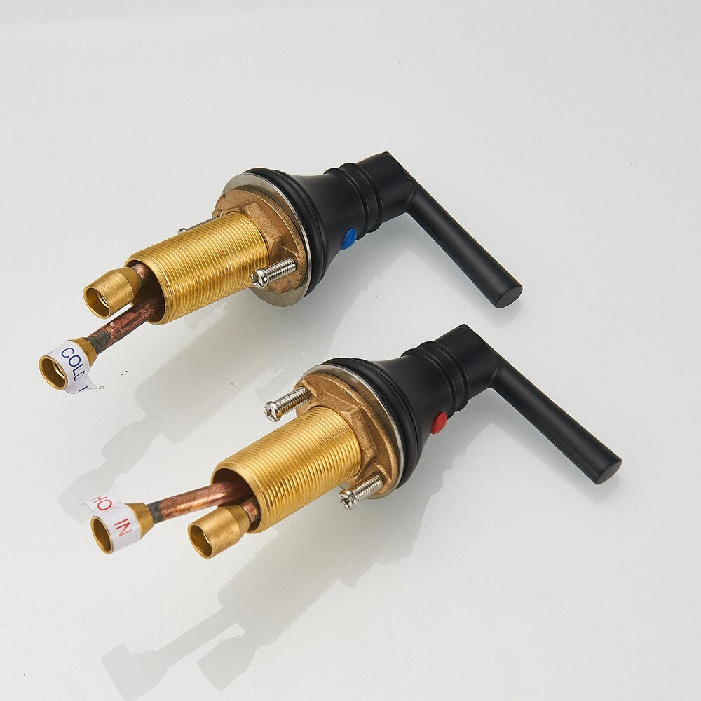 Revelation Matte Black 8 inch 2-Handle Bathroom Sink Faucet With Pop-up Drain