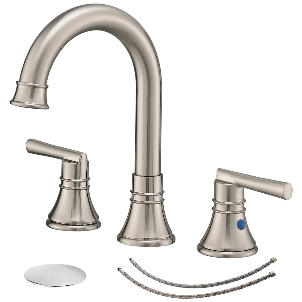 Revelation Brushed Nickel 8 inch 2-Handle Bathroom Sink Faucet With Pop-up Drain