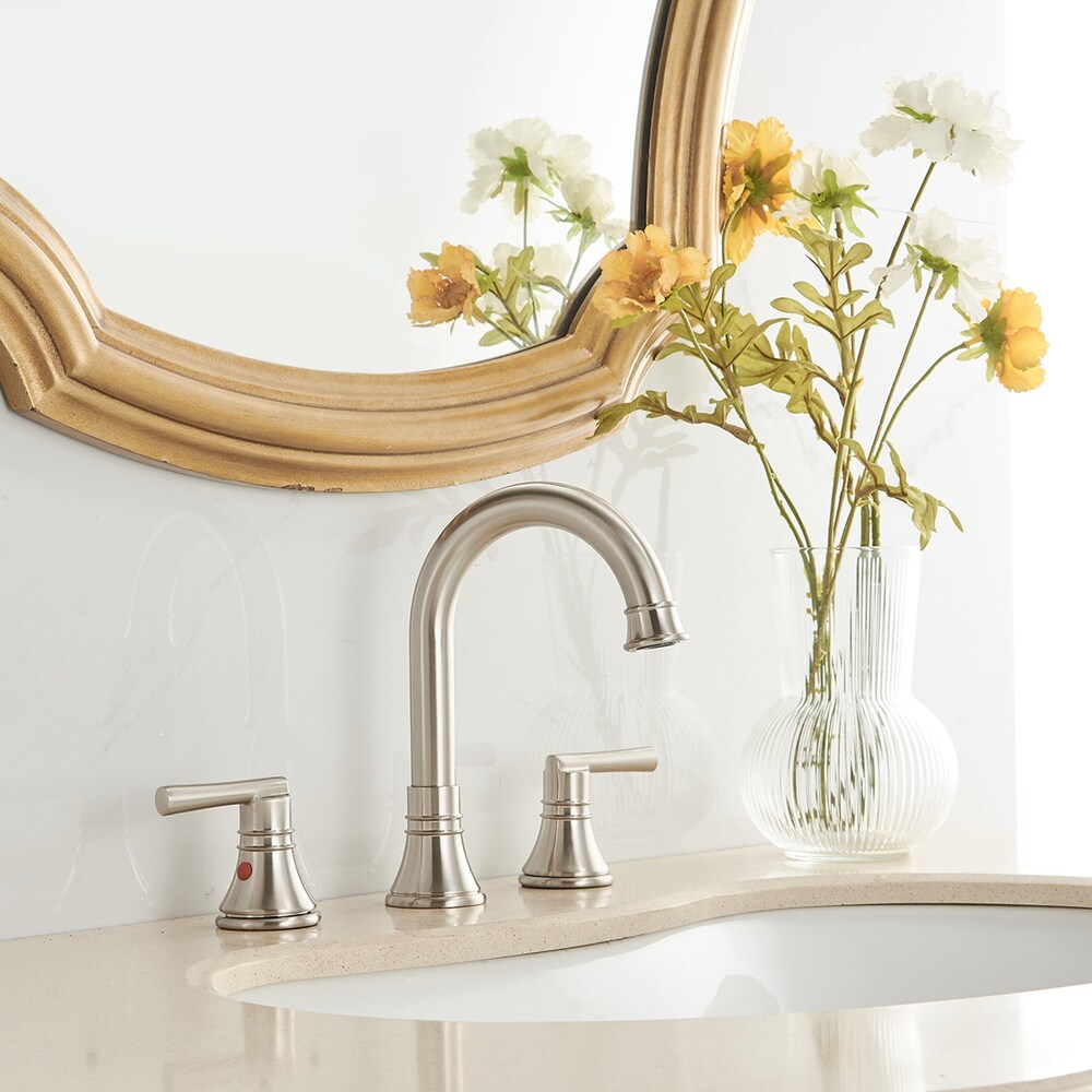 Revelation Brushed Nickel 8 inch 2-Handle Bathroom Sink Faucet With Pop-up Drain