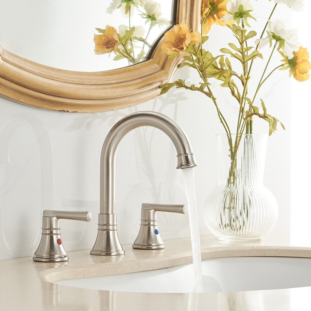 Revelation Brushed Nickel 8 inch 2-Handle Bathroom Sink Faucet With Pop-up Drain