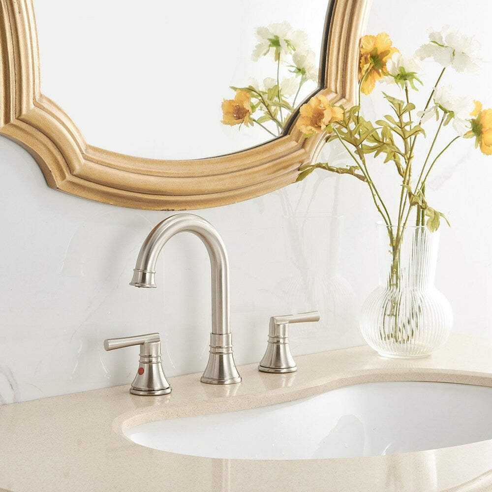 Revelation Brushed Nickel 8 inch 2-Handle Bathroom Sink Faucet With Pop-up Drain