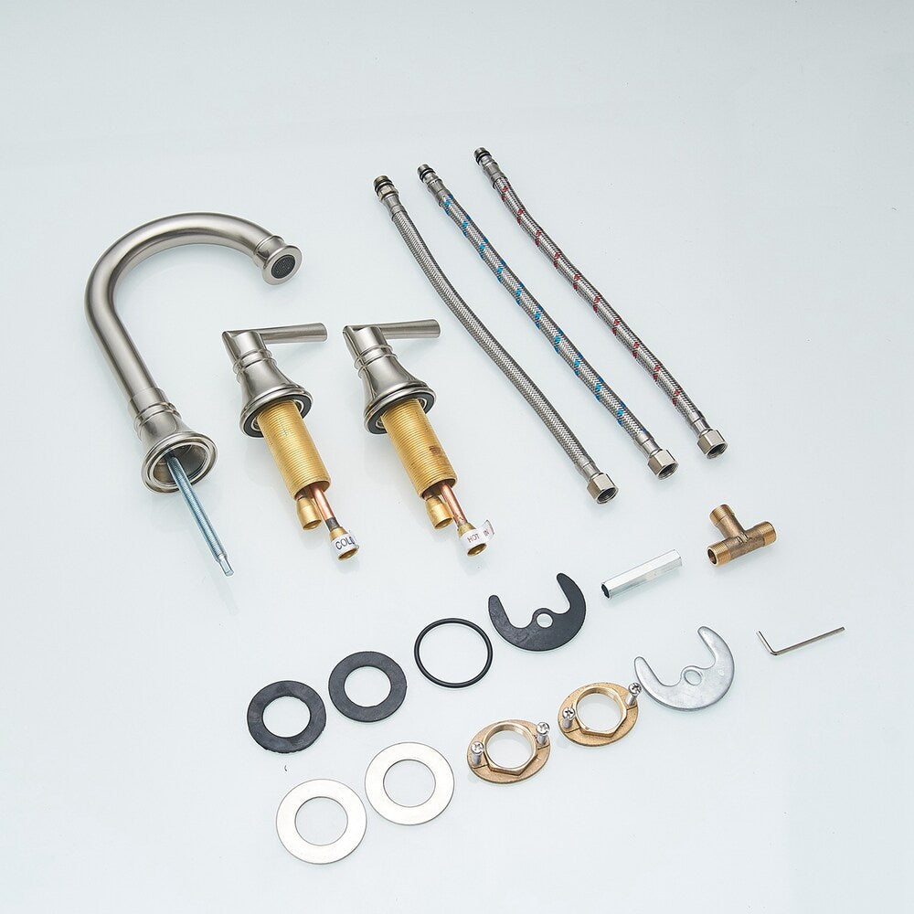 Revelation Brushed Nickel 8 inch 2-Handle Bathroom Sink Faucet With Pop-up Drain