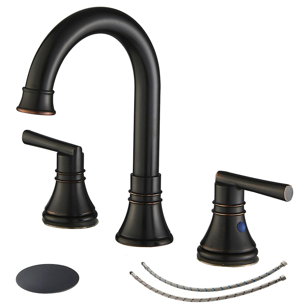 Revelation Oil Rubbed Bronze 8 inch 2-Handle Bathroom Sink Faucet With Pop-up Drain