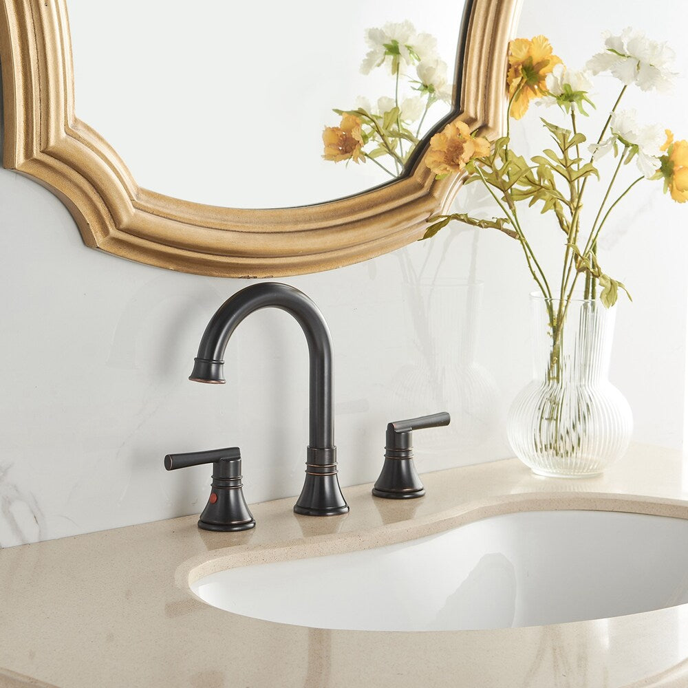 Revelation Oil Rubbed Bronze 8 inch 2-Handle Bathroom Sink Faucet With Pop-up Drain
