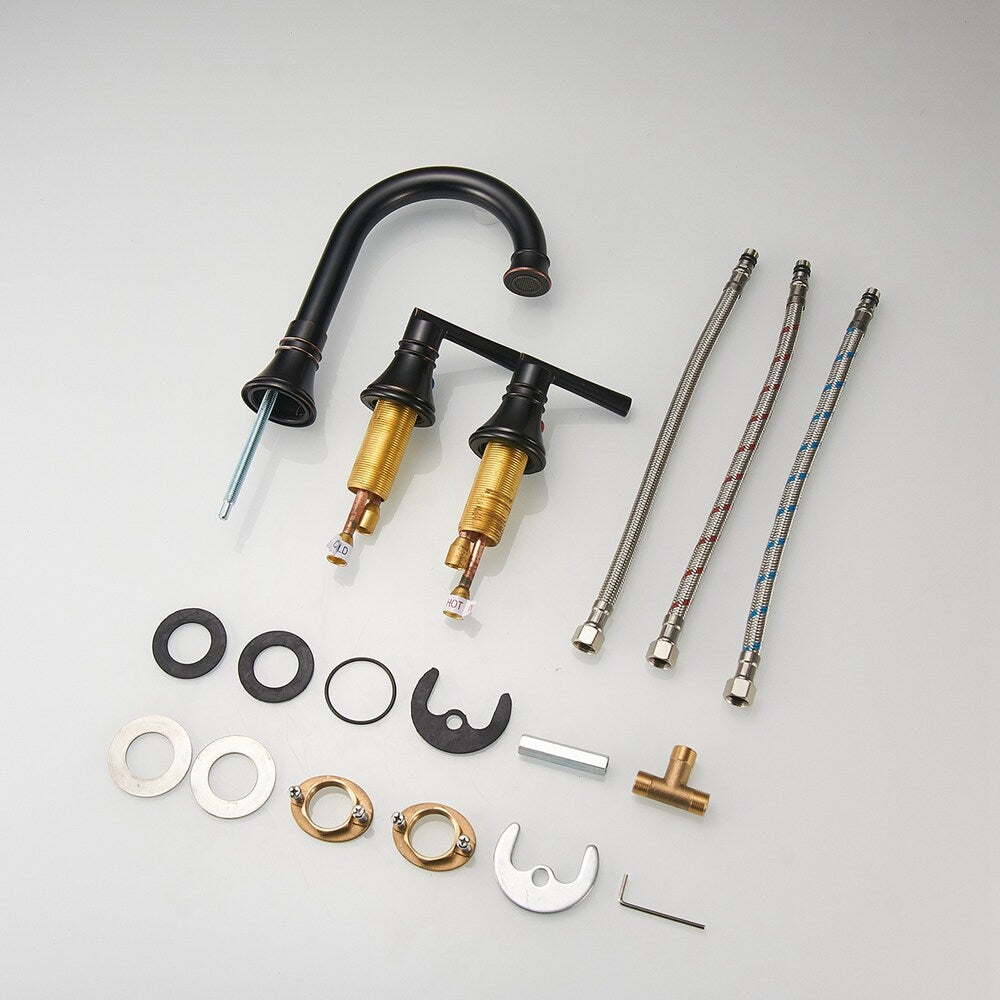 Revelation Oil Rubbed Bronze 8 inch 2-Handle Bathroom Sink Faucet With Pop-up Drain