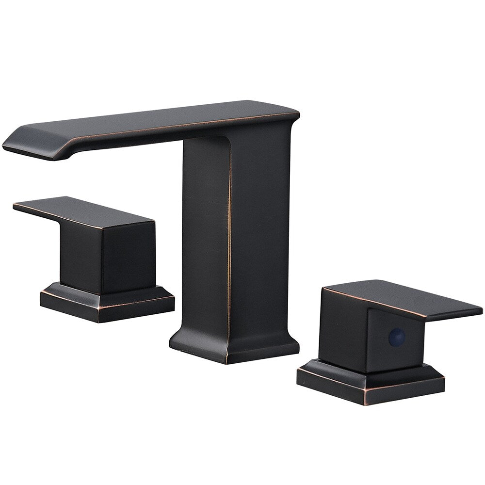 Infinity Oil Rubbed Bronze 8 inch Waterfall Widespread 2-Handle Bathroom Faucet With Pop-up Drain