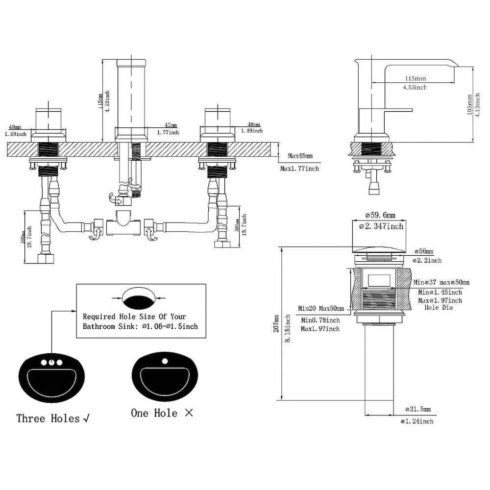 Infinity Oil Rubbed Bronze 8 inch Waterfall Widespread 2-Handle Bathroom Faucet With Pop-up Drain
