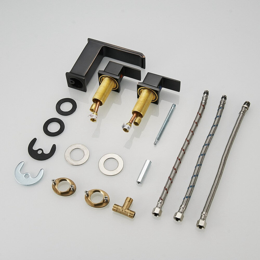 Infinity Oil Rubbed Bronze 8 inch Waterfall Widespread 2-Handle Bathroom Faucet With Pop-up Drain