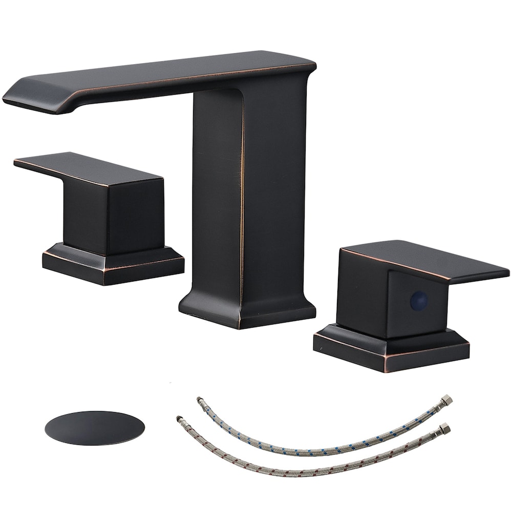 Infinity Oil Rubbed Bronze 8 inch Waterfall Widespread 2-Handle Bathroom Faucet With Pop-up Drain