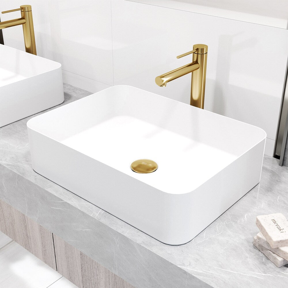 Jewel 11 in. Single Hole Single Handle Vessel Bathroom Faucet in Matte Brushed Gold