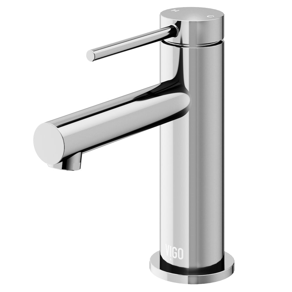 Robinet de salle de bain monotrou à poignée unique Jewel de 6 po de hauteur en chrome