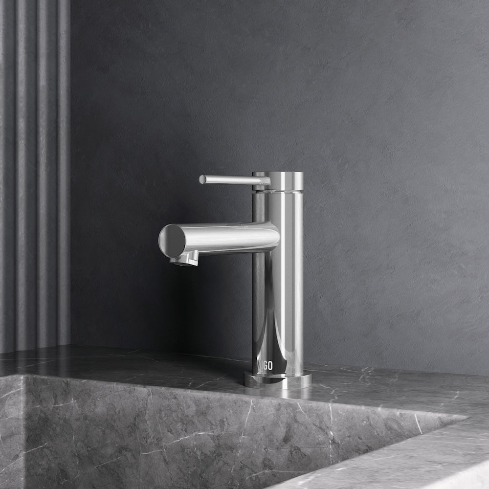 Robinet de salle de bain monotrou à poignée unique Jewel de 6 po de hauteur en chrome
