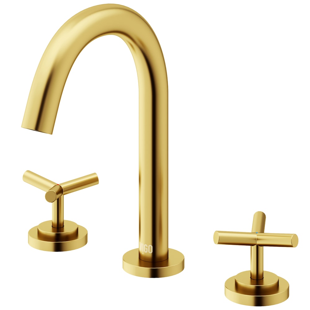 Robinet de salle de bain Jewel 9 po H à 2 poignées à arc élevé et à larges poignées en croix en or brossé mat