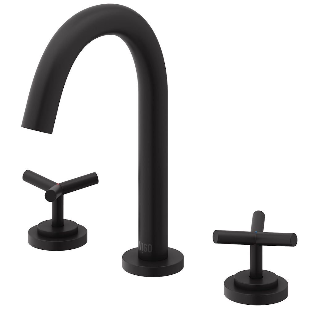 Robinet de salle de bain Jewel 9 po H à 2 poignées à arc élevé et à larges poignées en croix en noir mat