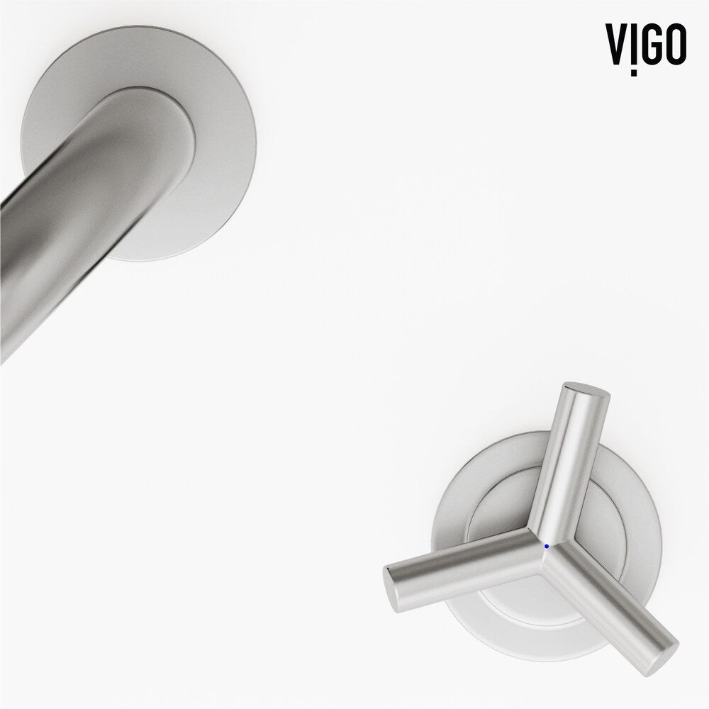 Robinet de salle de bain Jewel 9 po à 2 poignées en H et à arc élevé avec poignées croisées en nickel brossé