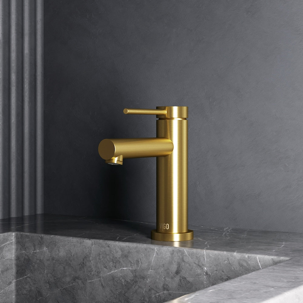 Robinet de salle de bain monotrou Jewel 6 po H à poignée unique en or brossé mat