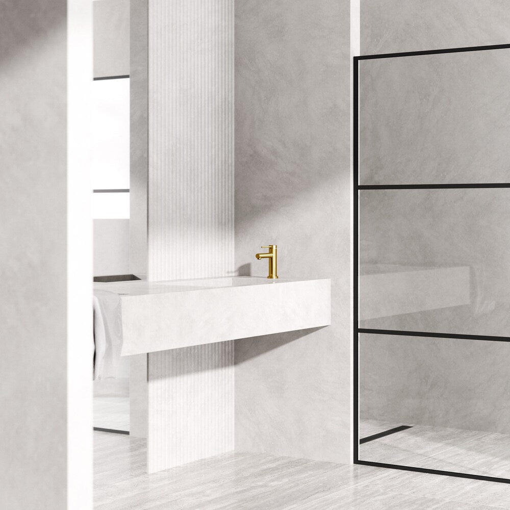 Robinet de salle de bain monotrou Jewel 6 po H à poignée unique en or brossé mat