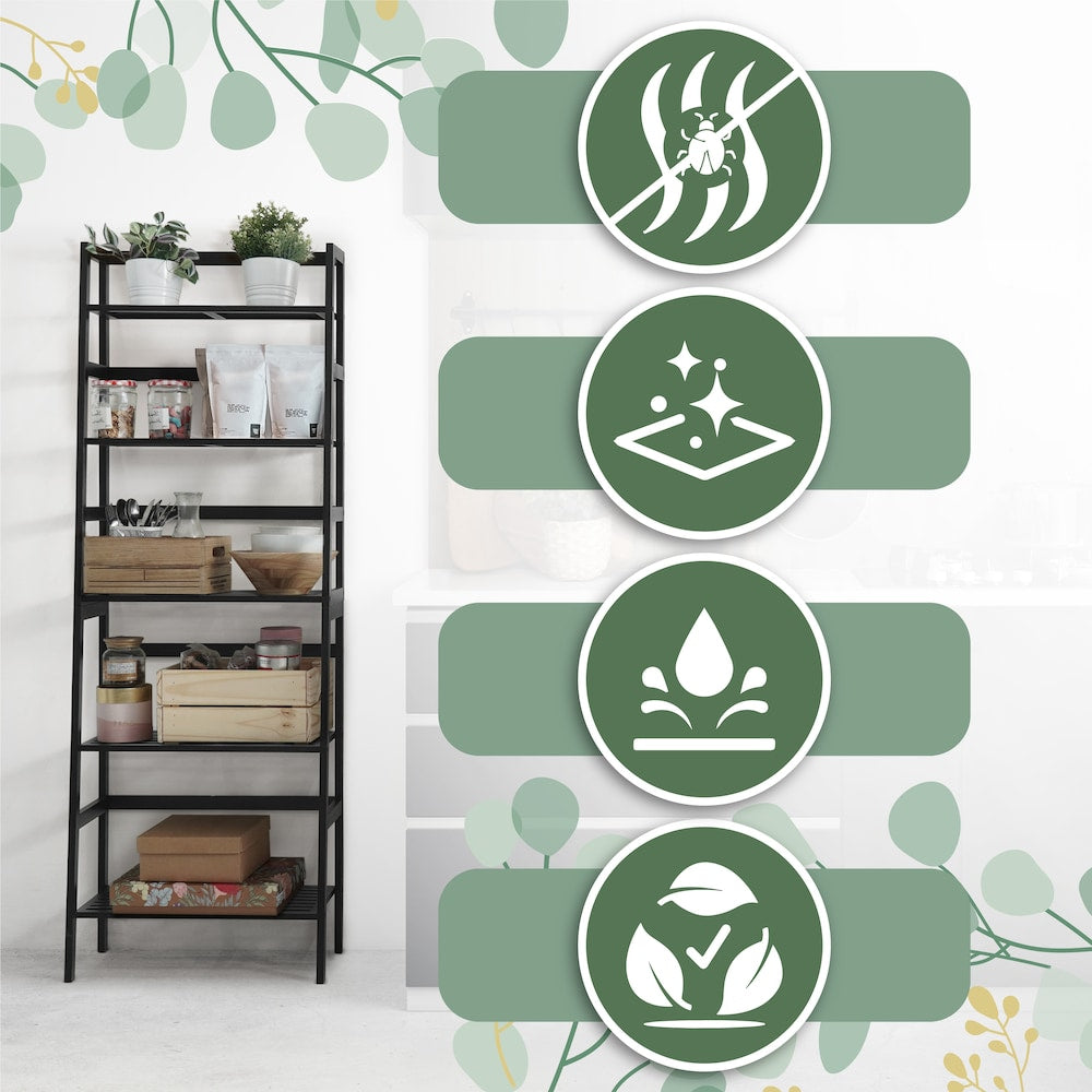 4-Tier Bamboo Ladder Shelf, Multifunctional Storage Rack Stand in Natural Color