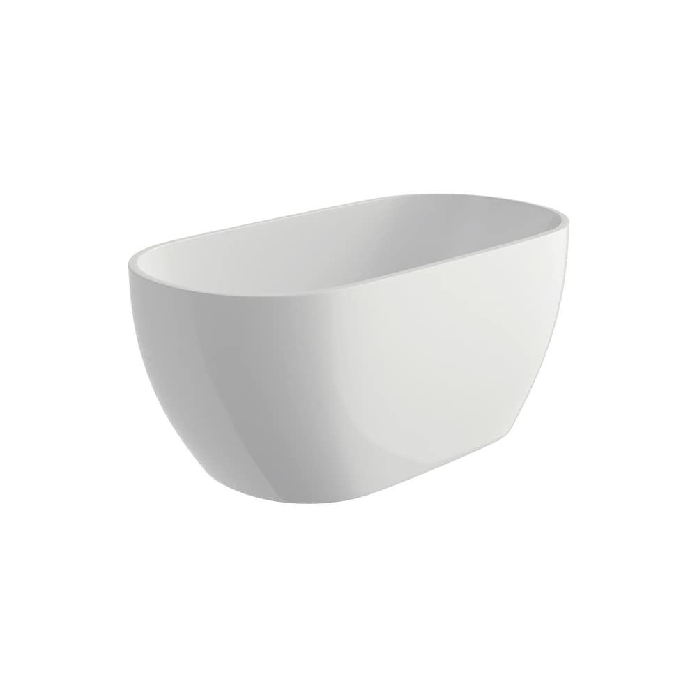 Philip 5 ft. Acrylic Freestanding Bathtub Drain Center Oval Bathtub in Glossy White