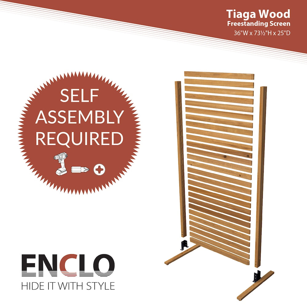 Tiaga 6 feet. H x 3 feet. W Freestanding or Surface Mounted Slatted Wood Fence Panel Privacy Screen