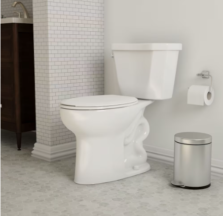 Toilette standard ronde à chasse simple de 6,0 LPF en 2 pièces de Glacier Bay en blanc 