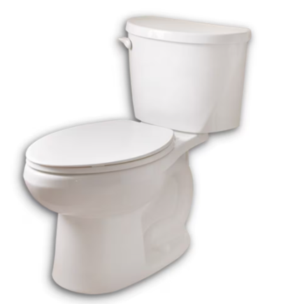Toilettes allongées à hauteur standard à chasse unique de 4,8 L d'American Standard Mainstream en 2 pièces, en blanc, avec réservoir doublé 